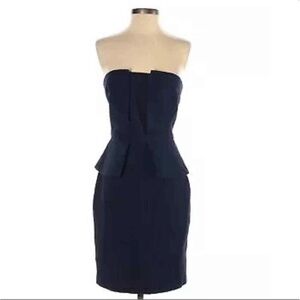 Banana Republic Textured Navy Strapless Peplum Dress size 2